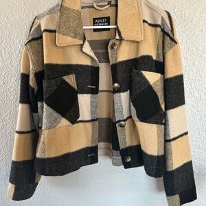 Women's Plaid Jacket - Black and Tan